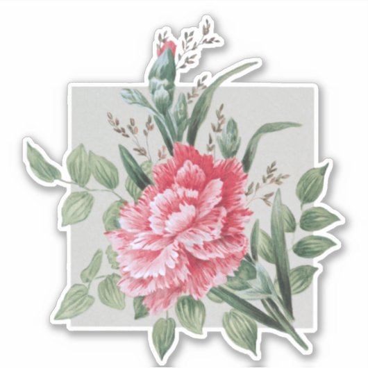 Mooie roze anjer | Zilver BG Sticker (Voorkant)