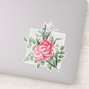 Mooie  roze anjer   Zilver BG Sticker
