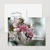 Mooie Roze Appel Bloem Foto Verjaardag Briefkaart (Voorkant / Achterkant)