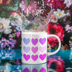 Mooie Roze Aqua en Paarse Hartjes Koffiemok