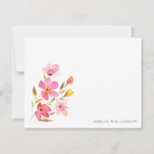 Mooie Roze Aquarel Bloem Bruiloft Bedankkaart (Voorkant)