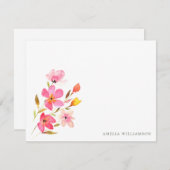 Mooie Roze Aquarel Bloem Bruiloft Bedankkaart (Voorkant / Achterkant)