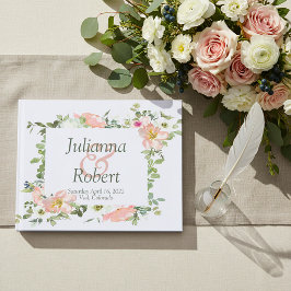 Mooie roze aquarel bloem bruiloft  gastboek gastenboek