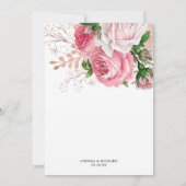 Mooie Roze Aquarel Bloemachtige Bruiloft Kaart (Achterkant)