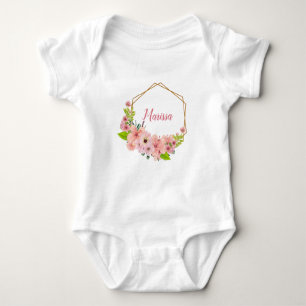 Mooie Roze Aquarel Bloemen - Gepersonaliseerd Romper