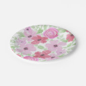 Mooie Roze Aquarel Bloemen Papieren Bordje (Gekanteld)