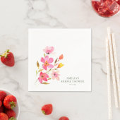Mooie Roze Aquarel Bloemige Bruidsdouche Servet (Insitu)