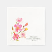 Mooie Roze Aquarel Bloemige Bruidsdouche Servet (Voorkant)