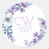 Mooie Roze Aquarel Bloemige Gepersonaliseerde Ronde Sticker (Voorkant)