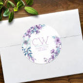 Mooie Roze Aquarel Bloemige Gepersonaliseerde Ronde Sticker