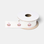 Mooie Roze Aquarel Cupcake Satijnen Lint (Spoel)