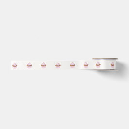 Mooie Roze Aquarel Cupcake Satijnen Lint
