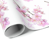 Mooie roze aquarel kersenbloesem Sakura Cadeaupapier (Rol Hoek)