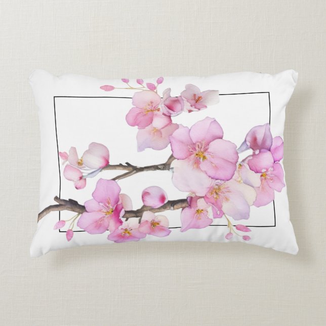Mooie roze aquarel kersenbloesems accent kussen (Voorkant)