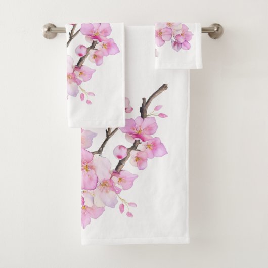 Mooie roze aquarel kersenbloesems bad handdoek (Insitu)