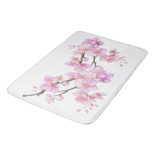 Mooie roze aquarel kersenbloesems badmat (Gekanteld)