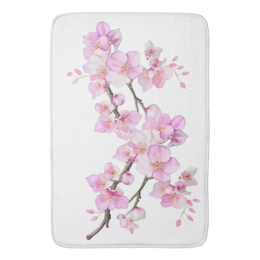 Mooie roze aquarel kersenbloesems badmat (Voorkant Verticaal)
