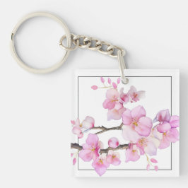 Mooie roze aquarel kersenbloesems sleutelhanger