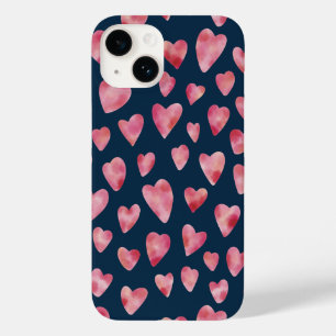 Mooie Roze Aquarel Liefdeshart Patroon Case-Mate iPhone 14 Hoesje