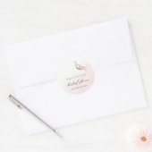 MOOIE ROZE AQUAREL VLINDER BRUIDSSHOWER RONDE STICKER (Envelop)