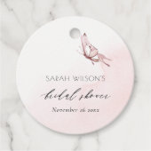 MOOIE ROZE AQUAREL VLINDER BRUIDSSLUIER BEDANKJES LABELS (Voorkant)