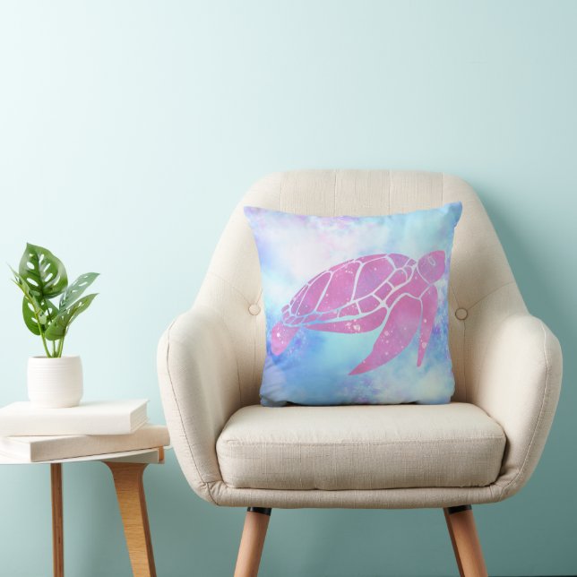 Mooie Roze Aquarel Zeeschildpad Worp Kussen (Stoel)