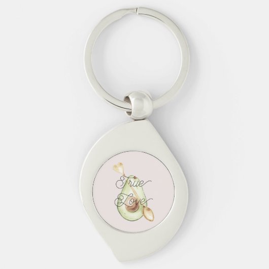 Mooie Roze Avocado Hart Lepel Sleutelhanger (Voorkant)