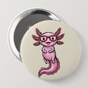 Mooie Roze Axolotl Speld - Grappige Bril Rood Mont Ronde Button 4,0 Cm