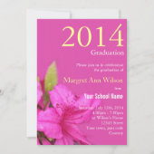 Mooie roze azalea bloem afstudeer uitnodiging (Voorkant)