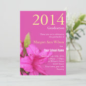 Mooie roze azalea bloem afstudeer uitnodiging (Staand voorkant)