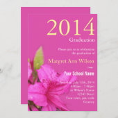 Mooie roze azalea bloem afstudeer uitnodiging (Voorkant / Achterkant)