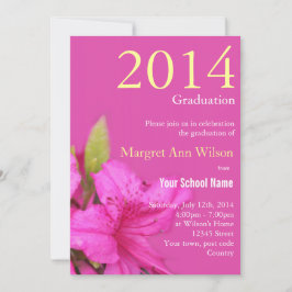 Mooie roze azalea bloem afstudeer uitnodiging