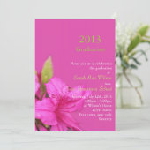 Mooie roze azalea bloemen afstudeer uitnodiging (Staand voorkant)