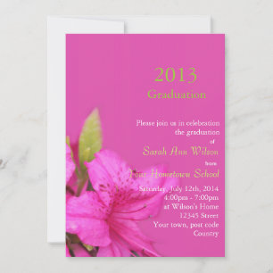 Mooie roze azalea bloemen afstudeer uitnodiging
