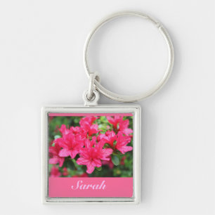 mooie roze azalea bloemen naam sleutelhanger