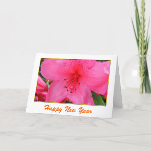 Mooie roze azalea bloemen Nieuwjaar Feestdagen Kaart