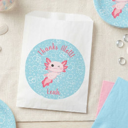 Mooie Roze Baby Axolotl Verjaardagsfeestje  Bedankzakje