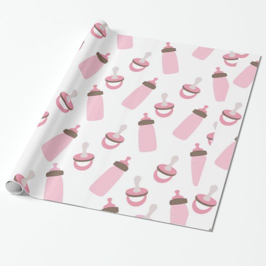 Mooie roze Baby flesjes en Pacifiers Cadeaupapier (Uitgerold)