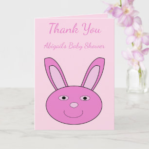 Mooie roze baby konijn gezicht lente baby shower kaart