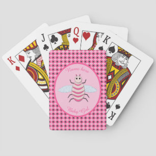Mooie Roze Baby Meisje Bij Gewoonlijk Pokerkaarten