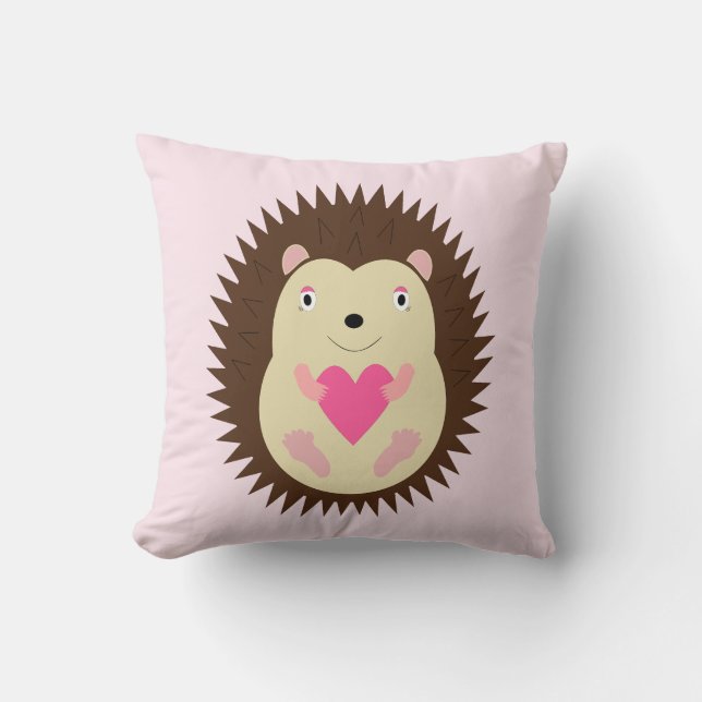 Mooie Roze Baby Meisje Egel Kussen (Voorkant)