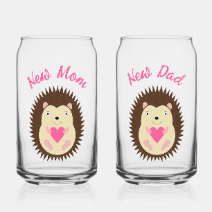 Mooie Roze Baby Meisje Egel Nieuwe Ouders Blikvorm Glas