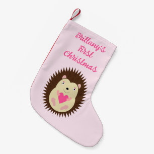 Mooie Roze Baby Meisje Egel Op Maat Kleine Kerstsok