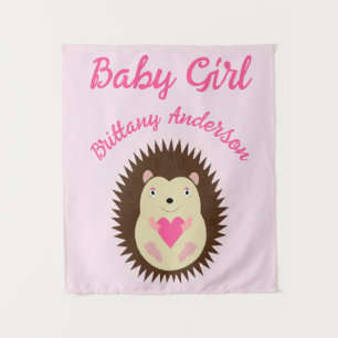 Mooie Roze Baby Meisje Egel Op Maat Wandkleed