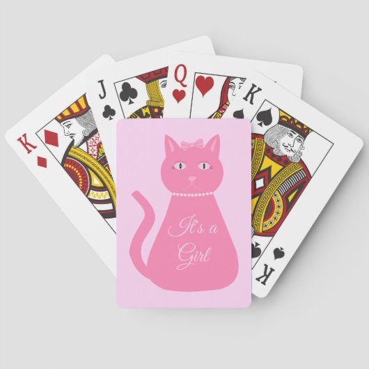 Mooie Roze Baby Meisje Kat Custom Pokerkaarten (Achterkant)