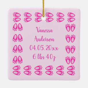 Mooie Roze Baby Meisje Konijn Voeten Pasen Op Maat Keramisch Ornament