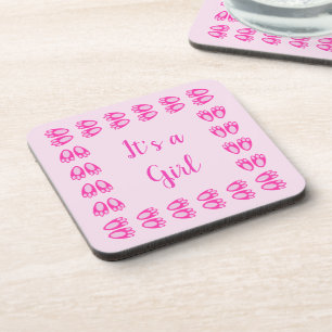 Mooie Roze Baby Meisje Konijnenpoten Pasen Op Maat Bier Onderzetter