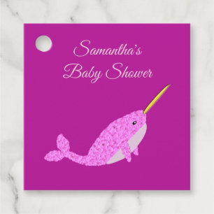 Mooie Roze Baby Meisje Narwal Baby Borrel Custom Bedankjes Labels