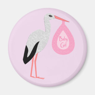 Mooie Roze Baby Meisje Ooievaar Magneet