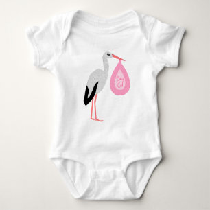 Mooie Roze Baby Meisje Ooievaar Romper
